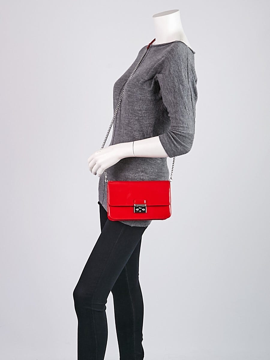 Christian Dior Red Patent Leather Small Miss Dior Pouch Bag