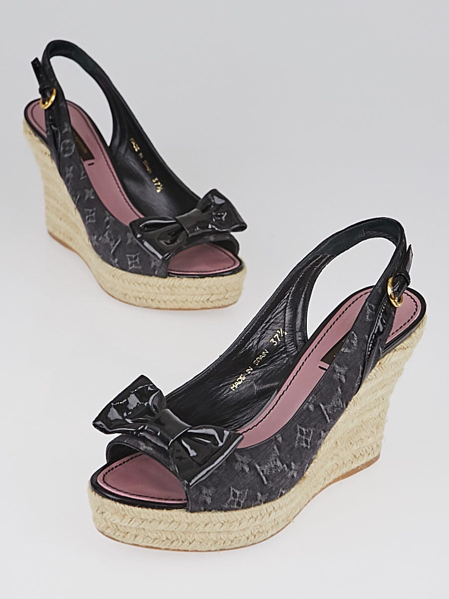 Louis Vuitton - Monogram Denim Wedge Sandals 37,5