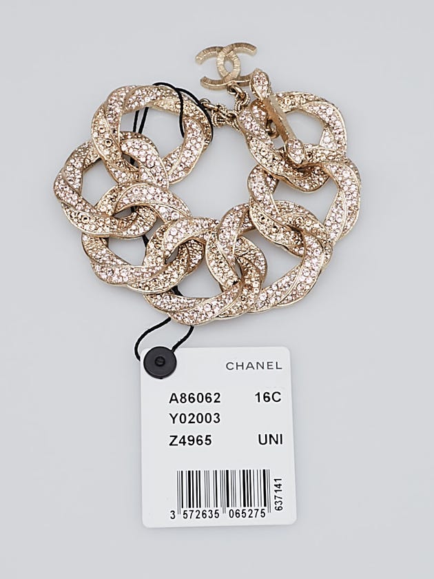 Chanel Goldtone Metal Crystal Large Chain Bracelet