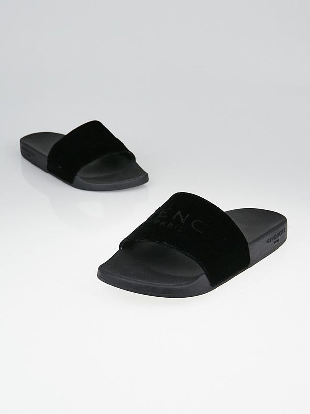 Givenchy Black Viscose/Rubber Slide Sandals Size 9.5/40