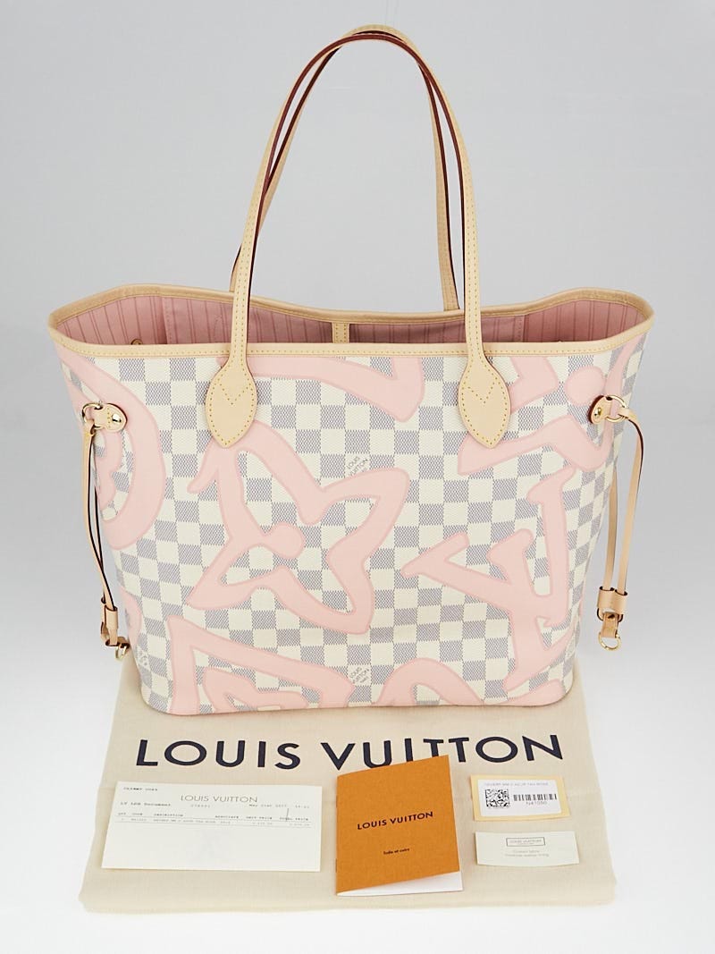 Authentic Louis Vuitton Neverfull Mm Tahitiennes Pink White Damier