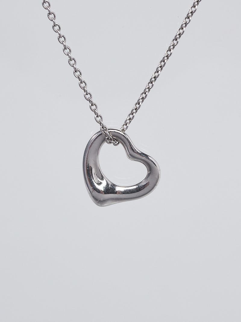 Tiffany & Co. Platinum Elsa Peretti Open Heart Pendant Necklace