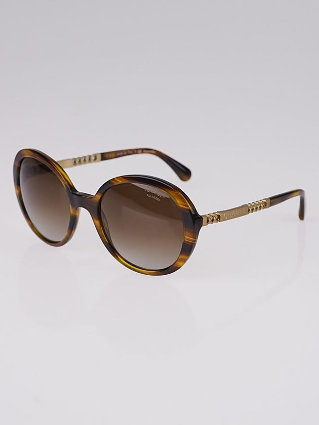 Chanel Tortoise Shell Acetate Frame Chain Sunglasses-5353