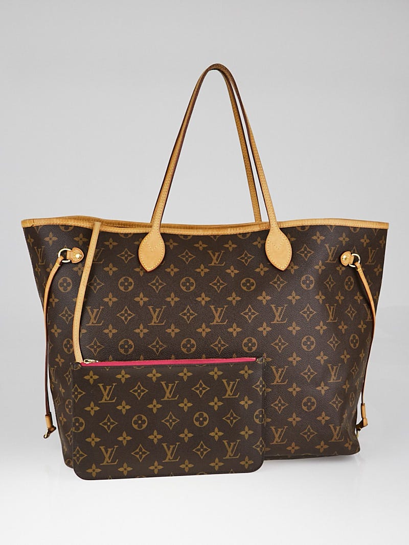 Louis Vuitton Neverfull GM Monogram Canvas Tote Bag with yellow