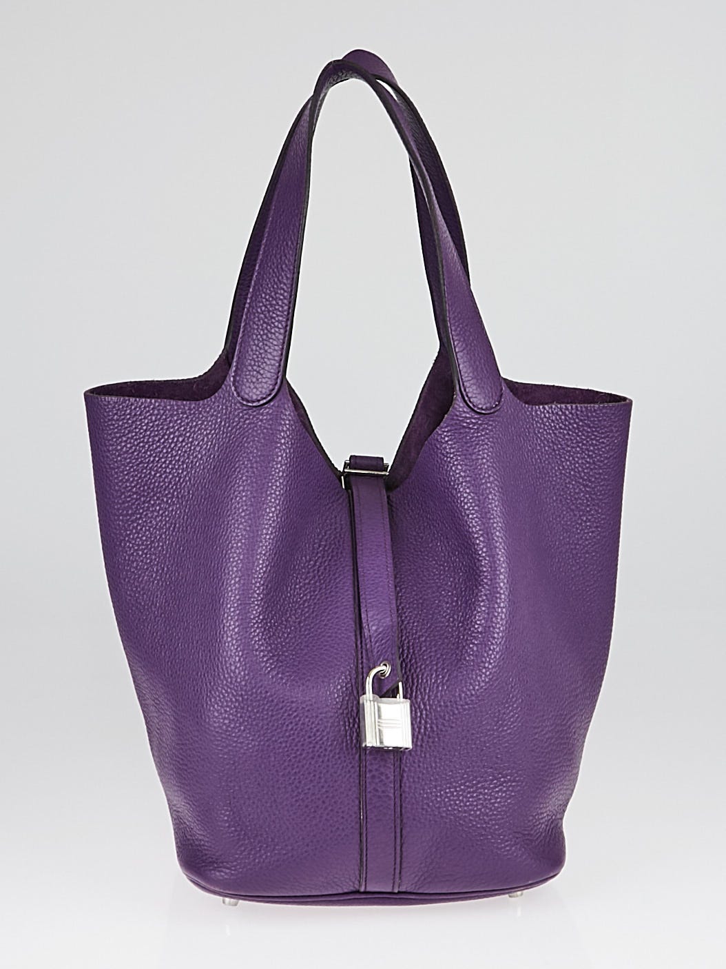 Hermes 26cm Violet Clemence Leather Picotin Lock GM Bag - Yoogi's Closet