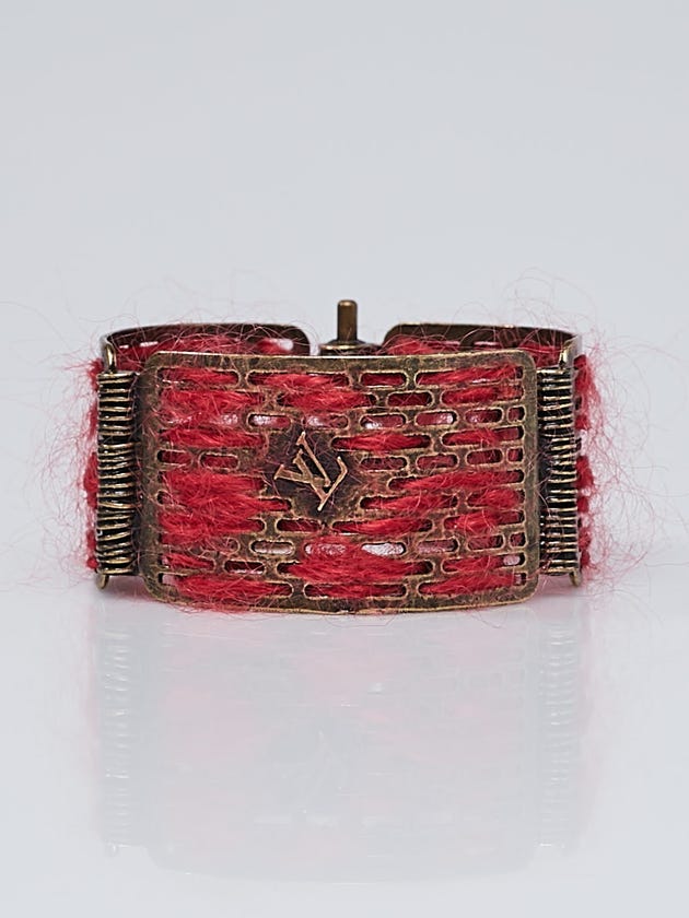 Louis Vuitton Antique Goldtone Tribal Hinge Cuff Bracelet