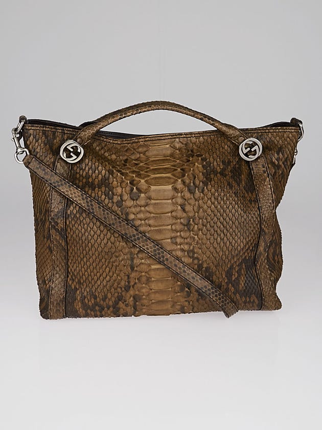 Gucci Brown Python Miss GG Original Top Handle Bag
