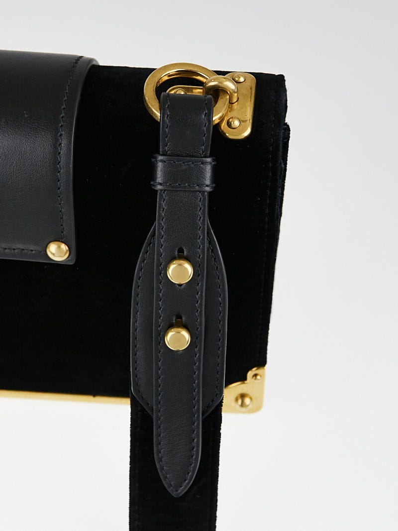 Prada Velvet Pattina Bag With Gold Chain in Black