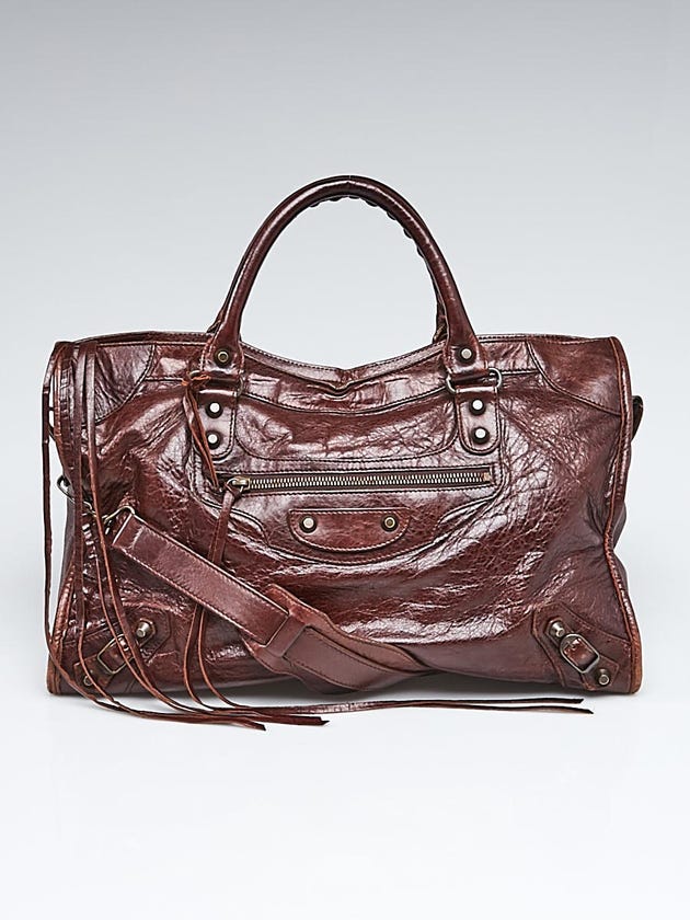 Balenciaga Cinnamon Chevre Leather Motorcycle City Bag