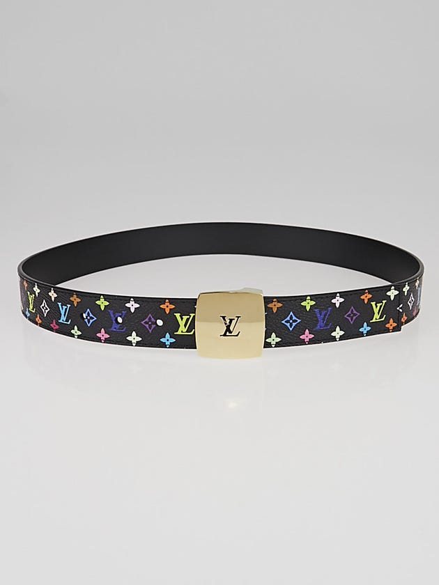 Louis Vuitton 30mm Black Monogram Multicolore LV Cut Belt Size 85/34