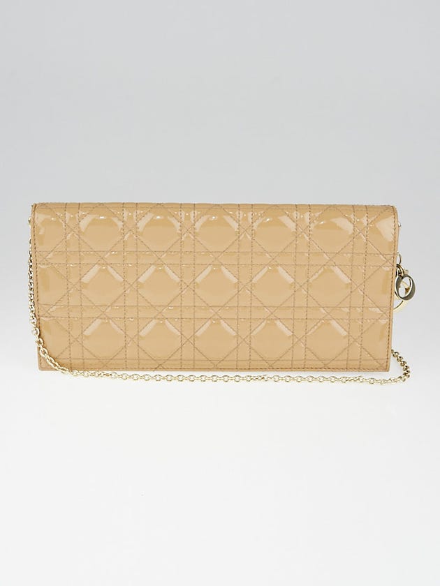 Christian Dior Beige Quilted Cannage Patent Leather Lady Dior Clutch Bag