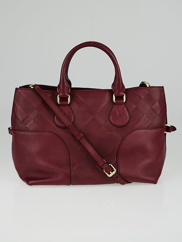 Burberry Berry Grain Check Embossed Leather Tote Bag | Yoogi's Closet