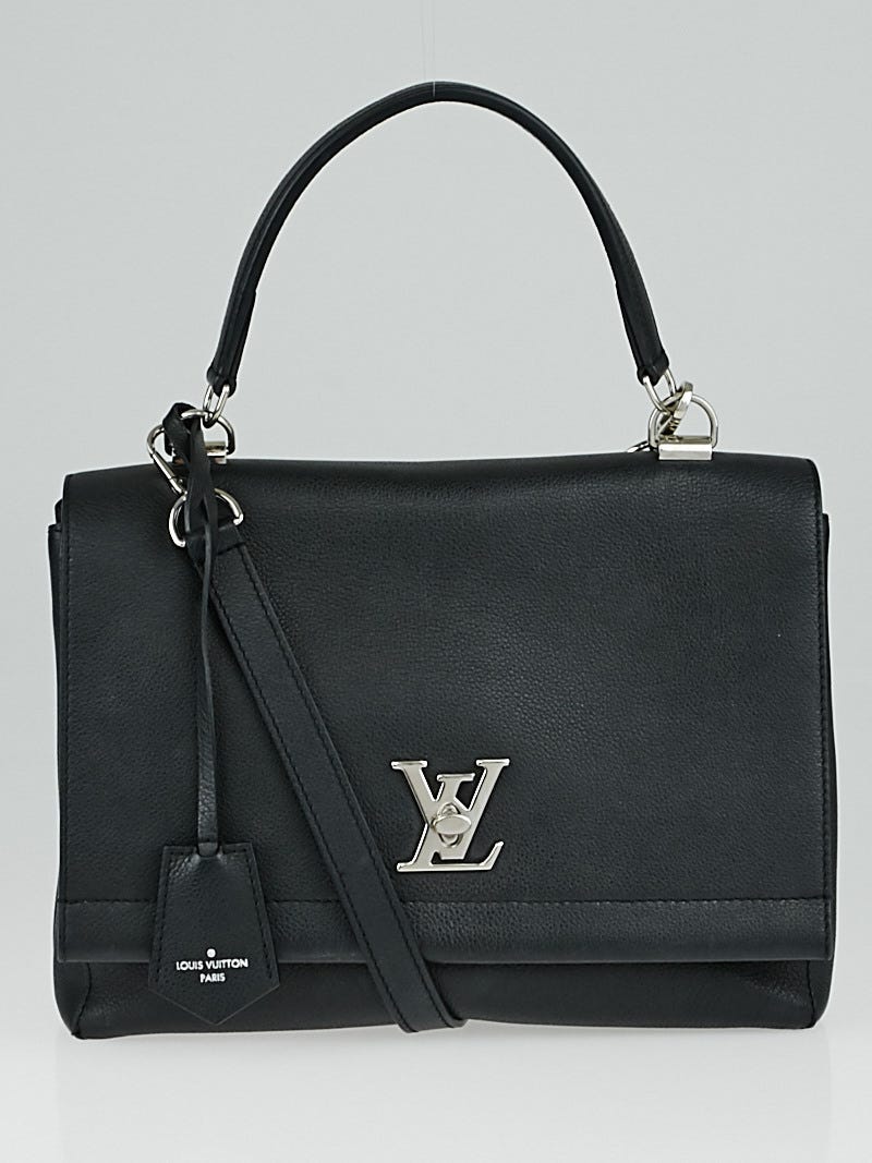 Louis Vuitton Black Leather Lockme II Top Handle Bag For Sale at