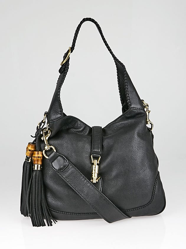 Gucci Black Pebbled Leather New Jackie Medium Shoulder Bag