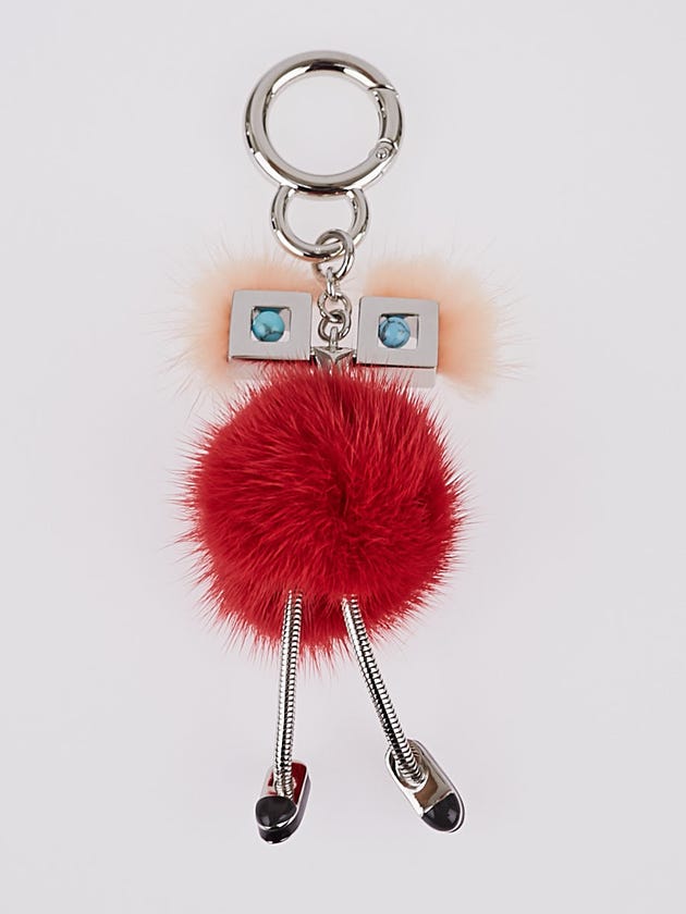 Fendi Pink/Red Mink Chick Bag Charm 7AR559