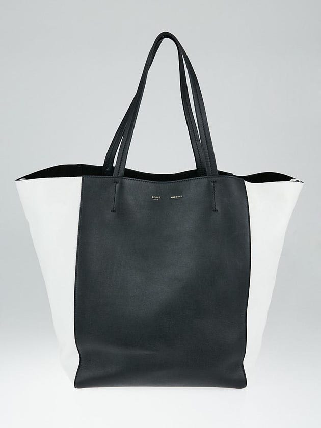 Celine Black and White Calfskin Leather Horizontal Phantom Medium Cabas Tote Bag