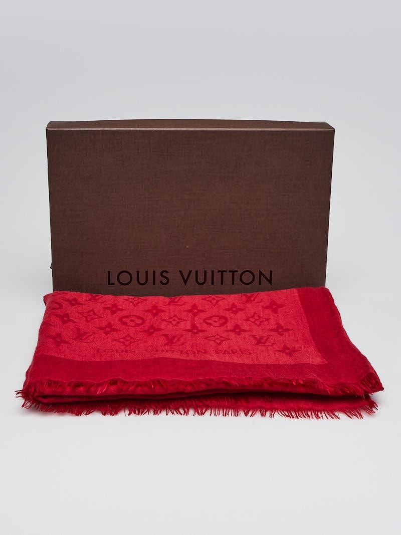 Louis Vuitton Red Monogram Silk/Wool Shawl Scarf