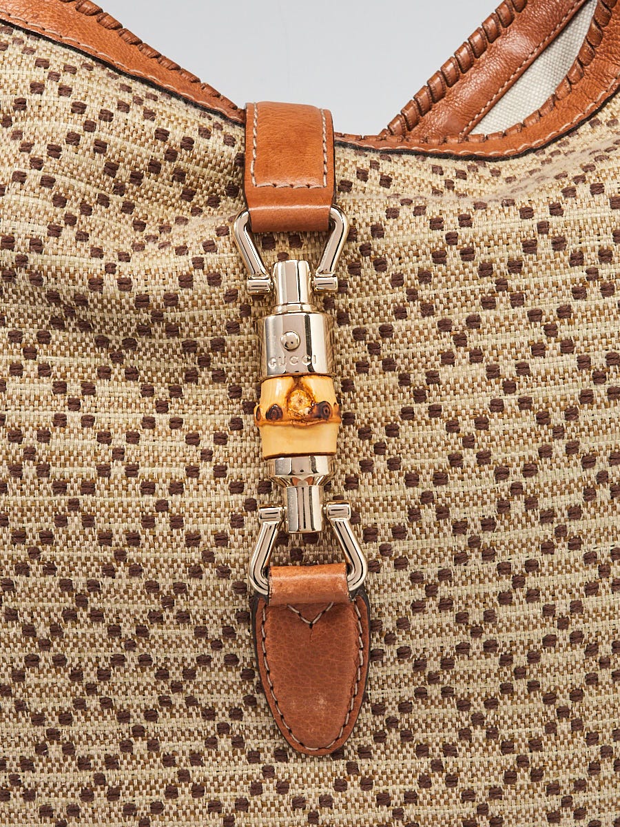 Gucci Pre-Owned Bamboo Diamante canvas shoulder bag - Neutrals