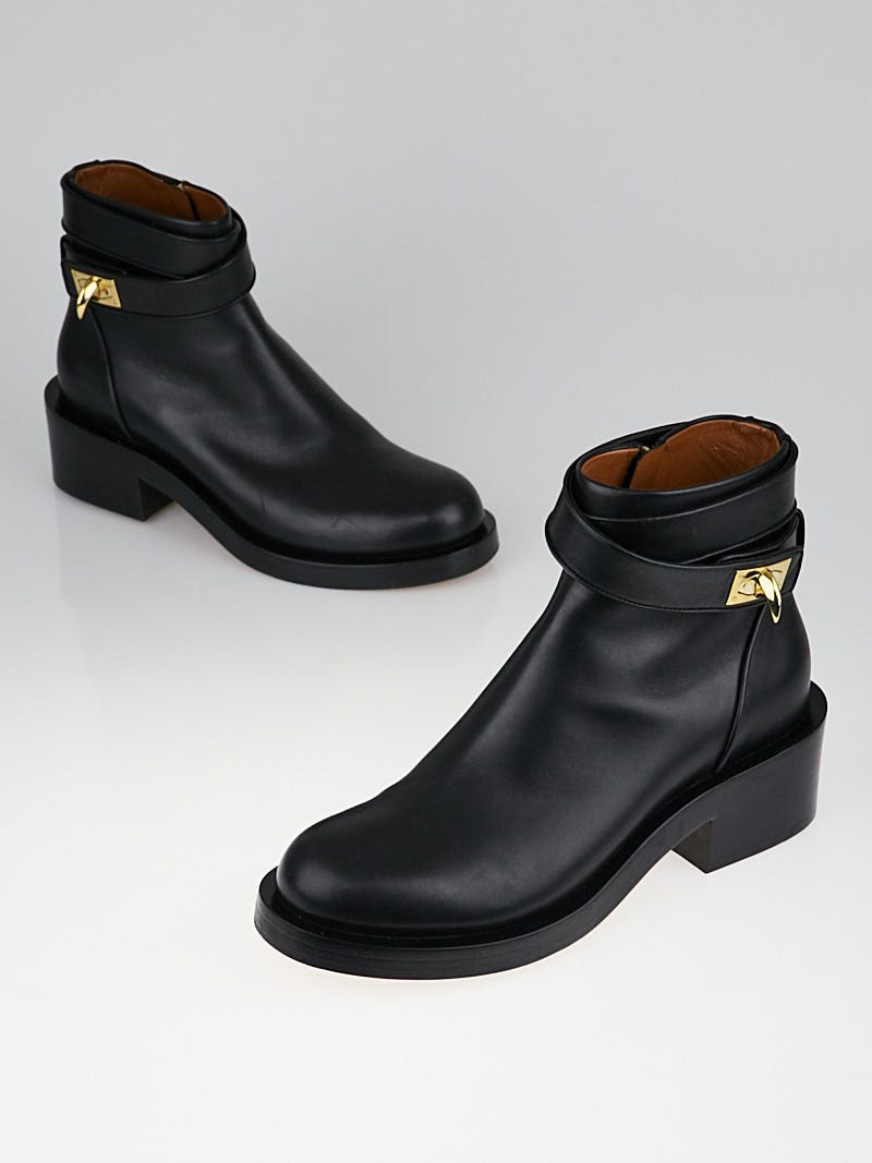 Givenchy Black Leather Shark Lock Boots Size /40 - Yoogi's Closet