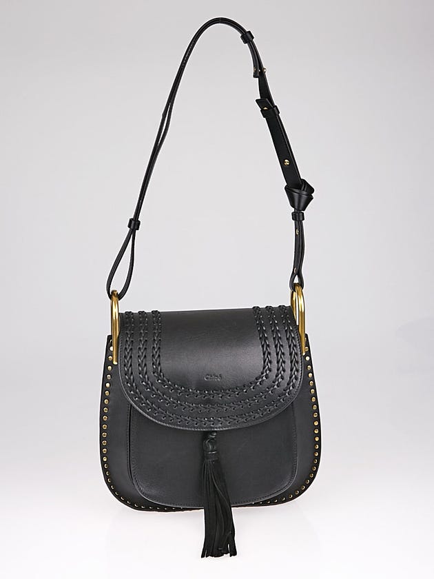 Chloe Black Braided Leather Medium Hudson Bag