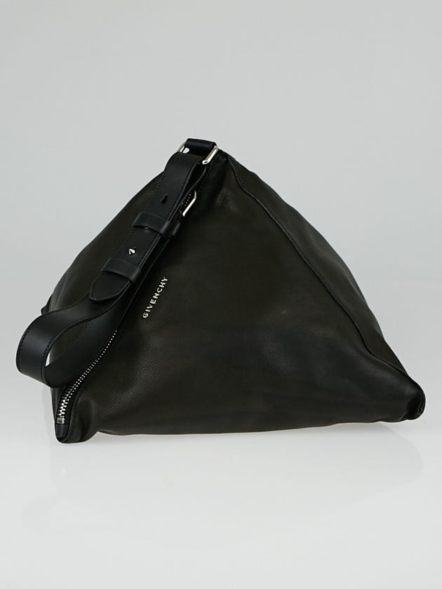 Givenchy Black Pebbled Leather Triangle Large Shoulder Bag