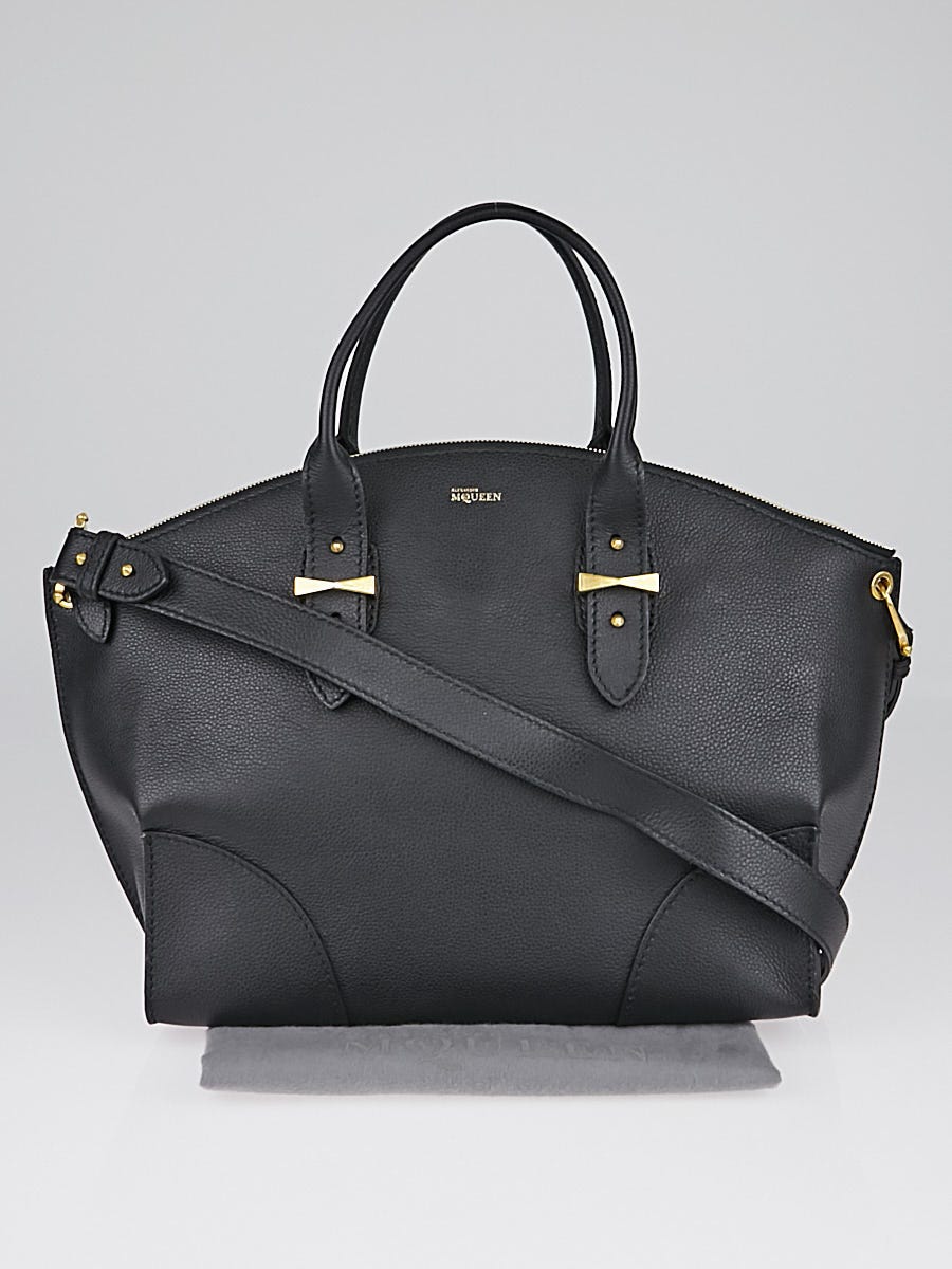 Alexander McQueen Black Pebbled Leather Legend Tote Bag