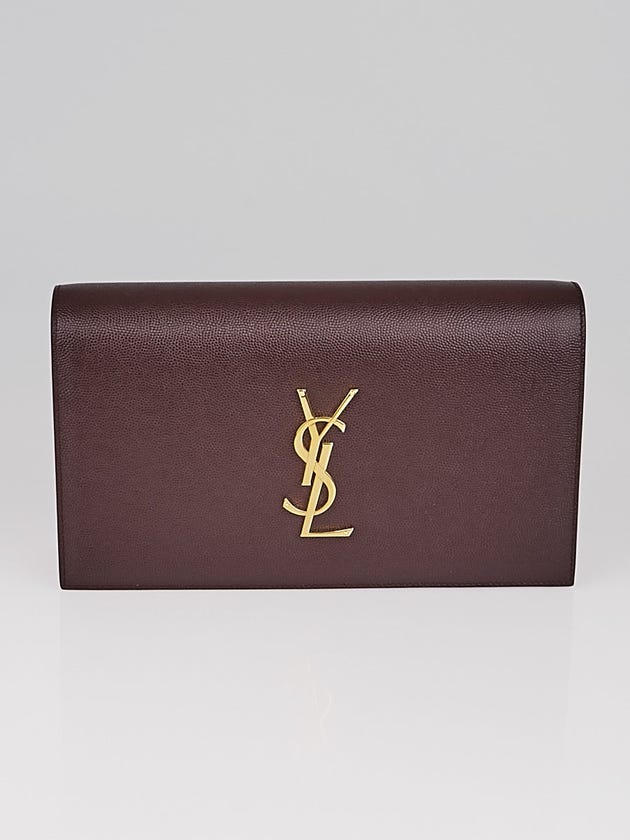 Yves Saint Laurent Bordeaux Grained Leather Cassandre Clutch Bag