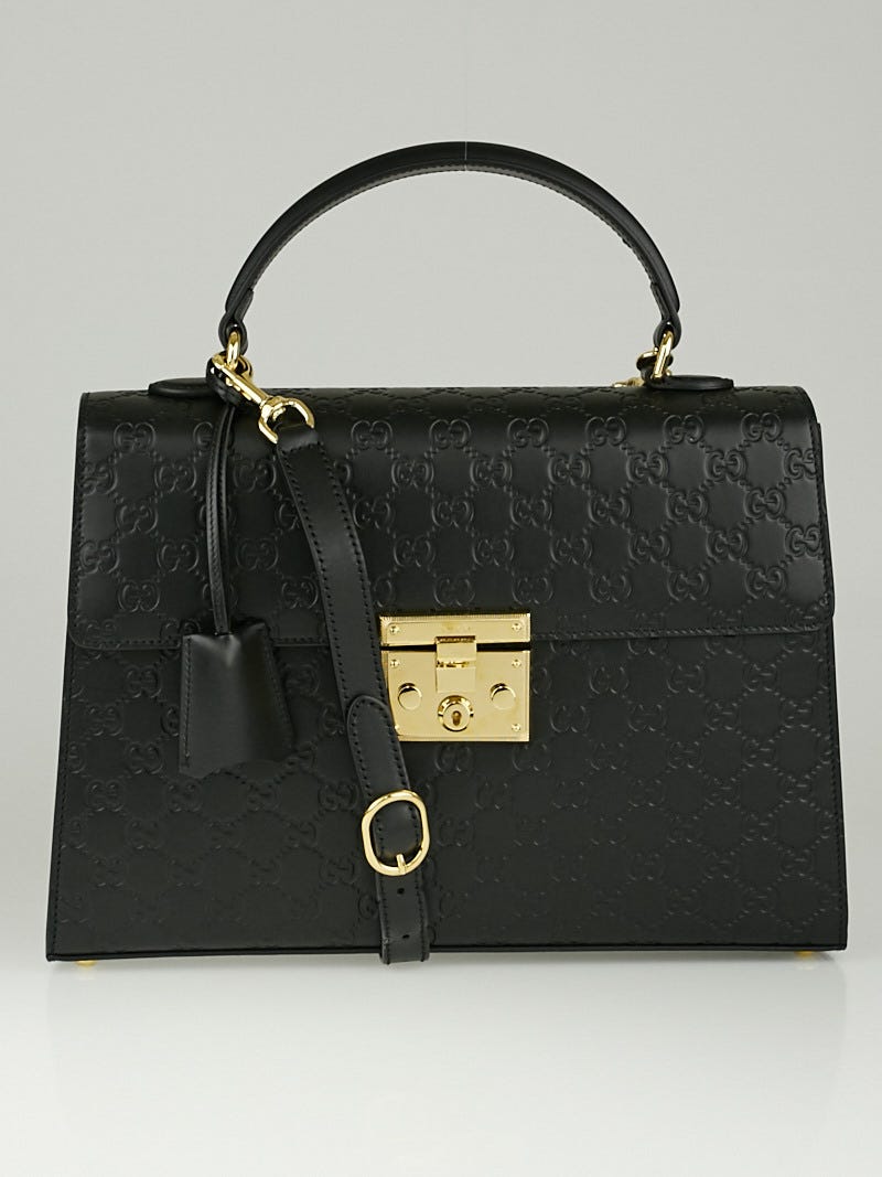 Gucci - Authenticated Padlock Handbag - Leather Black for Women, Very Good Condition