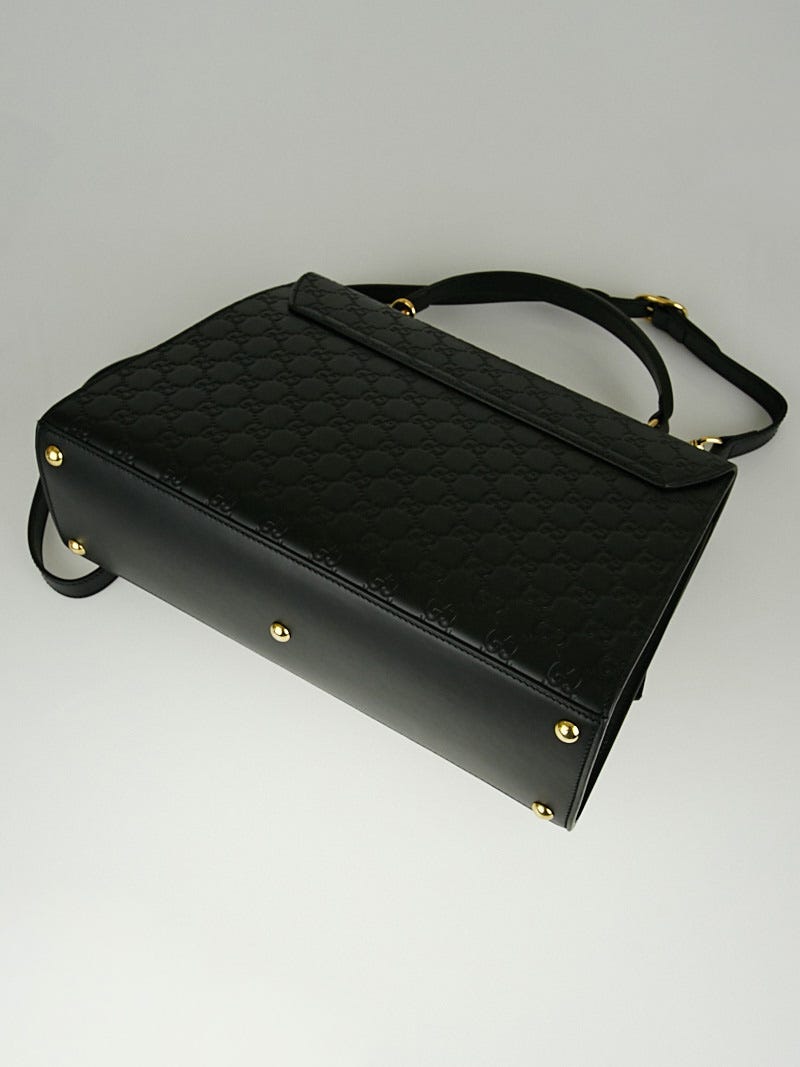 Gucci Black Guccissima Leather Signature Padlock Small Top Handle Bag -  Yoogi's Closet