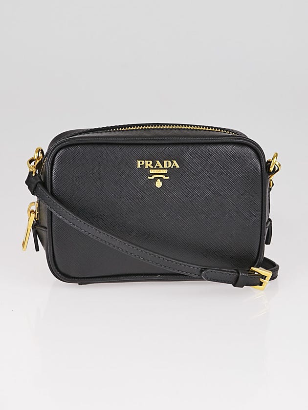 Prada Black Saffiano Leather Crossbody Pochette Bag 1N1674