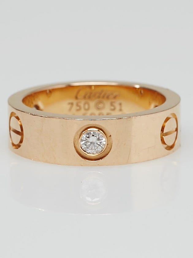 Cartier 18k Rose Gold and 3 Diamonds LOVE Ring Size 5.75/51