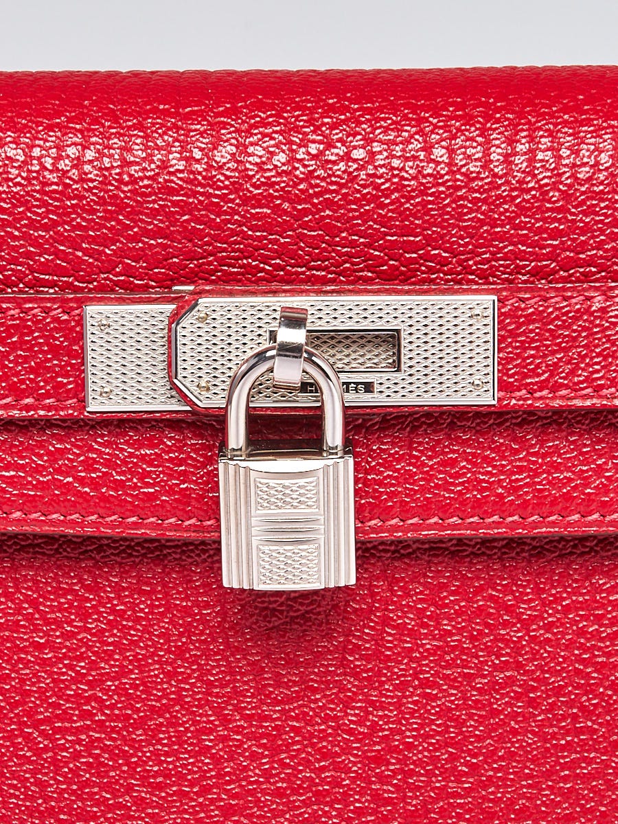 Hermes 28cm Vermillion Chevre de Coromandel Palladium Plated Kelly Sellier  Bag - Yoogi's Closet