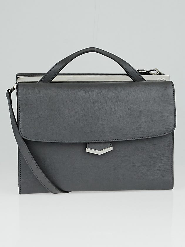 Fend Grey Saffiano Leather Demi Jour Shoulder Bag 8BT222