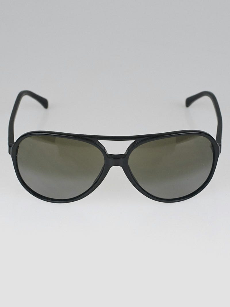 Chanel Black Acetate Frame Small 'CC Logo Aviator Sunglasses-5206