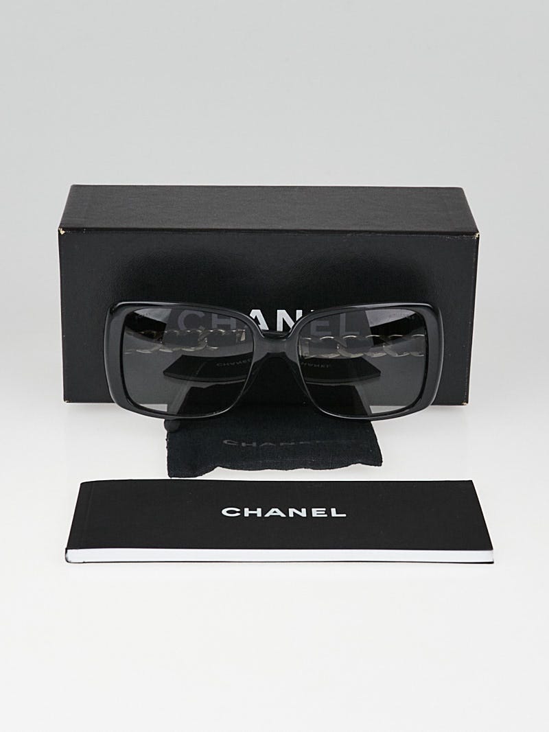 Chanel Black Acetate Square Frame Chain-Link Sunglasses-5208 - Yoogi's  Closet
