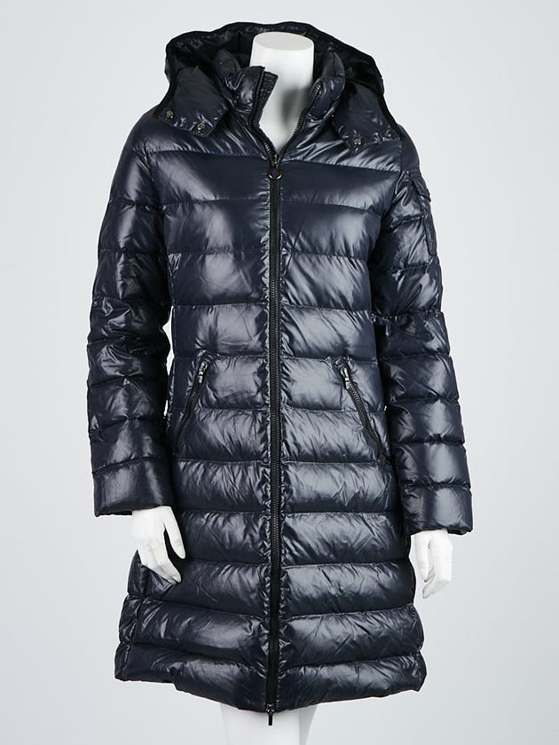 Moncler Navy Blue Quilted Nylon Down Moka Coat Size 14Y