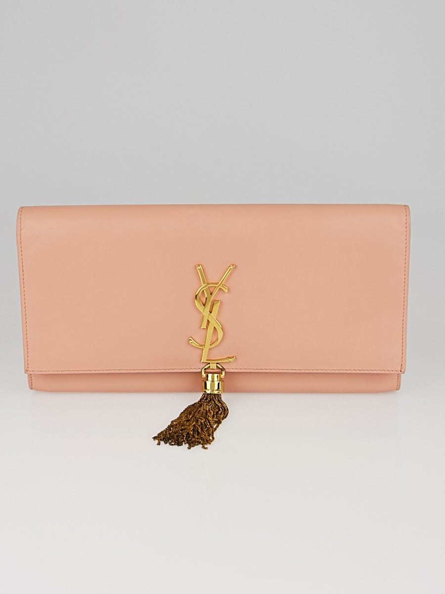 Yves Saint Laurent Patent Leather Women's Clutch Bag Black Pink