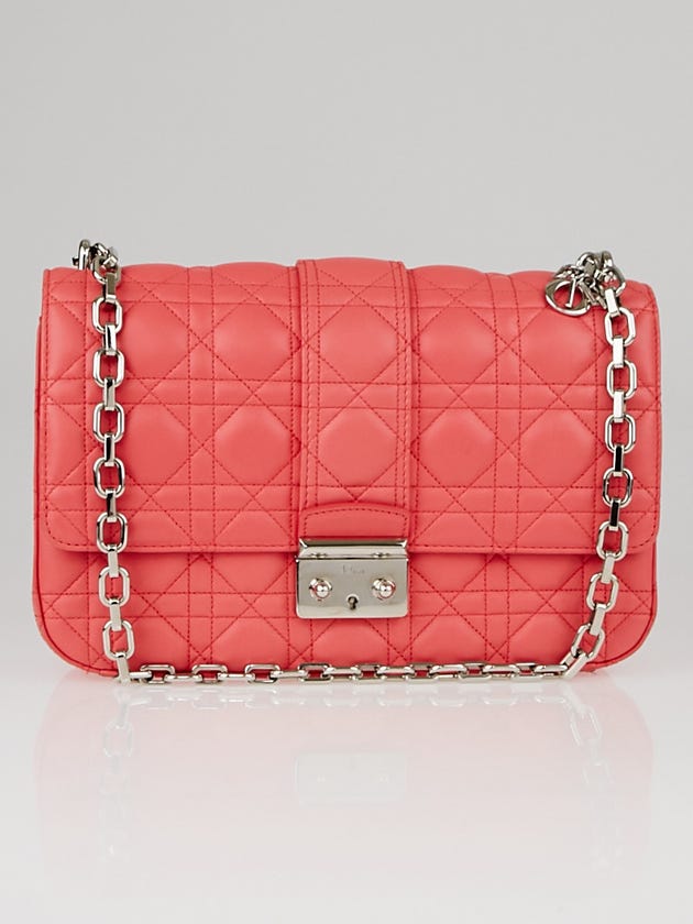 Christian Dior Pink Cannage Quilted Lambskin Leather Miss Dior Large Flap Bag