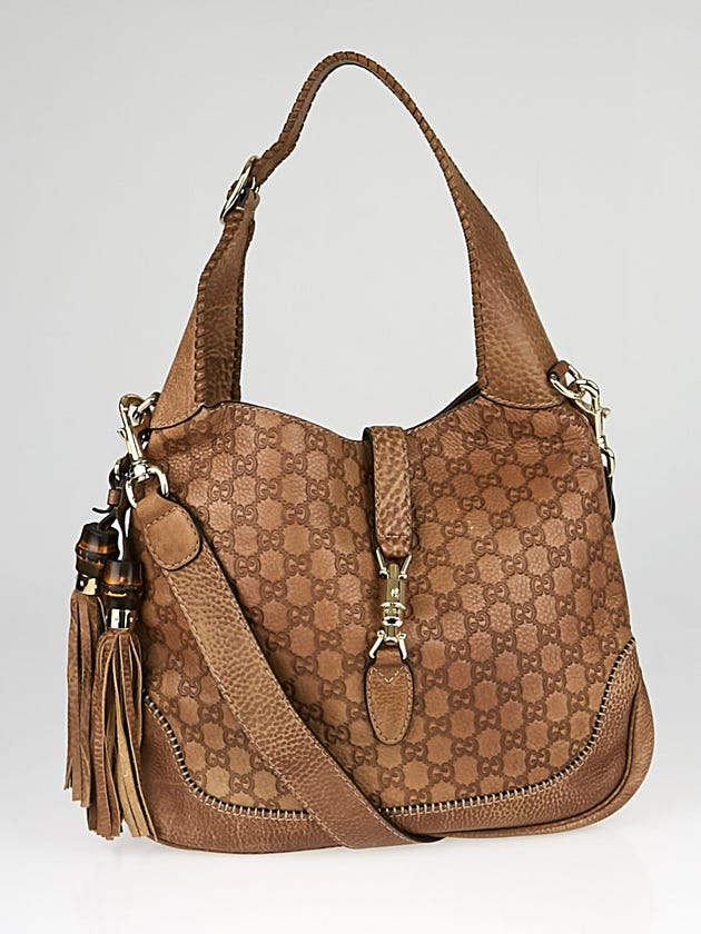 Gucci Brown GG Leather New Jackie Medium Hobo Bag