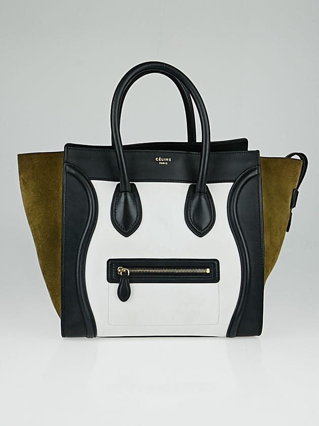 Celine Olive Tri-Color Leather and Suede Mini Luggage Tote