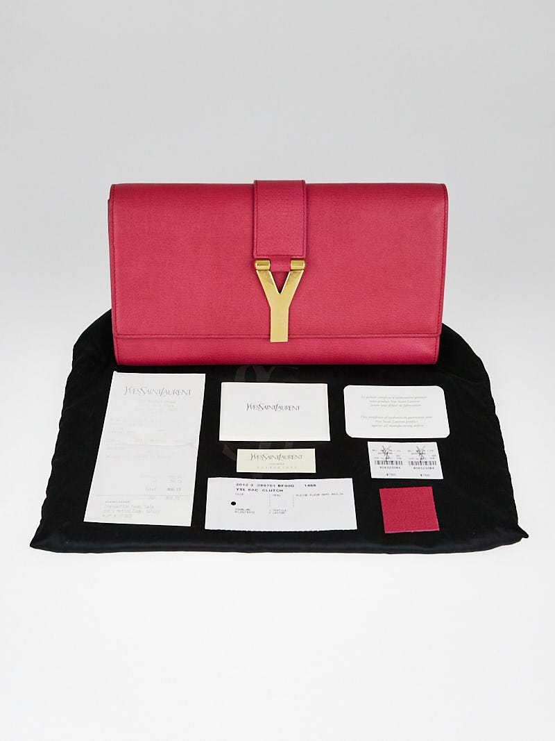 Yves Saint Laurent Pink Leather Ligne Y Clutch Bag | Yoogi's Closet