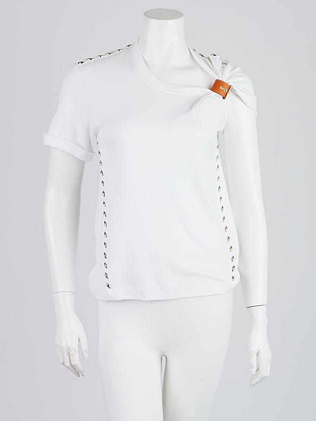 Louis Vuitton White Cotton Studded Shirt Size XS