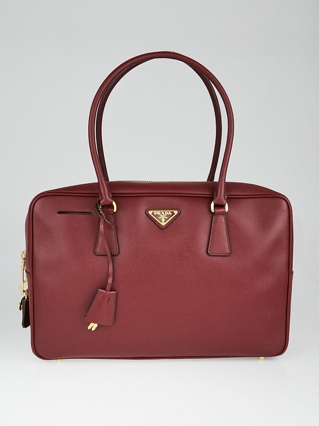 Prada Cerise Saffiano Lux Leather Large Top Handle Bag BL0094