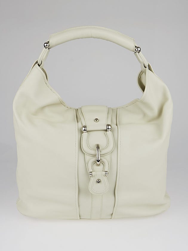 Burberry White Leather Extra Large Hillgate Hobo Bag