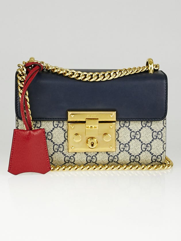Gucci Grey/Blue GG Supreme Coated Canvas Padlock Small Shoulder Bag