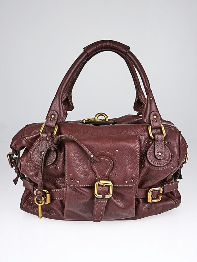 Chloe Plum Leather Front Pocket Paddington Satchel Bag