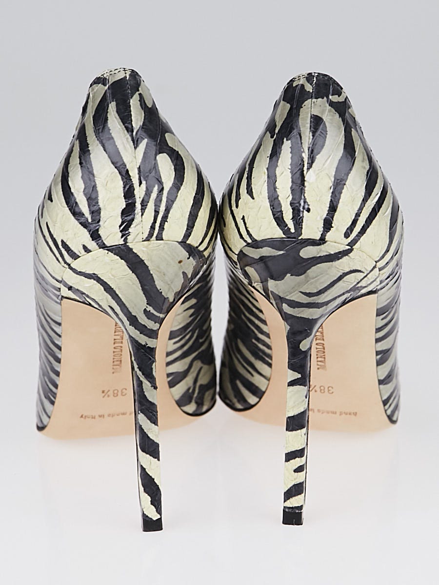 Manolo Blahnik Black/White Zebra Print Snakeskin BB 105 Manolo Blahnik Black/White Zebra Print Snakeskin BB 105