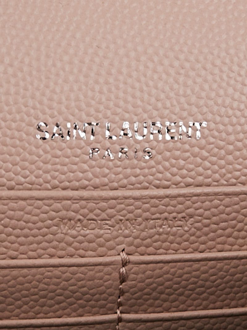 YSL Pink Chevron Quilted Leather Grain de Poudre Wallet on Chain  QTBJDP18PB012