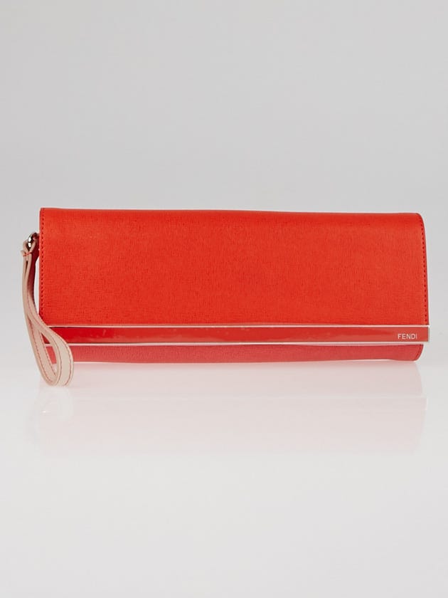 Fendi Pink Saffiano Leather Clutch Bag 8BP069