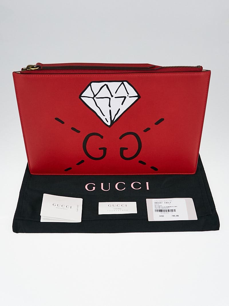 Gucci Red Leather Ghost Pochette Bag | Yoogi's Closet